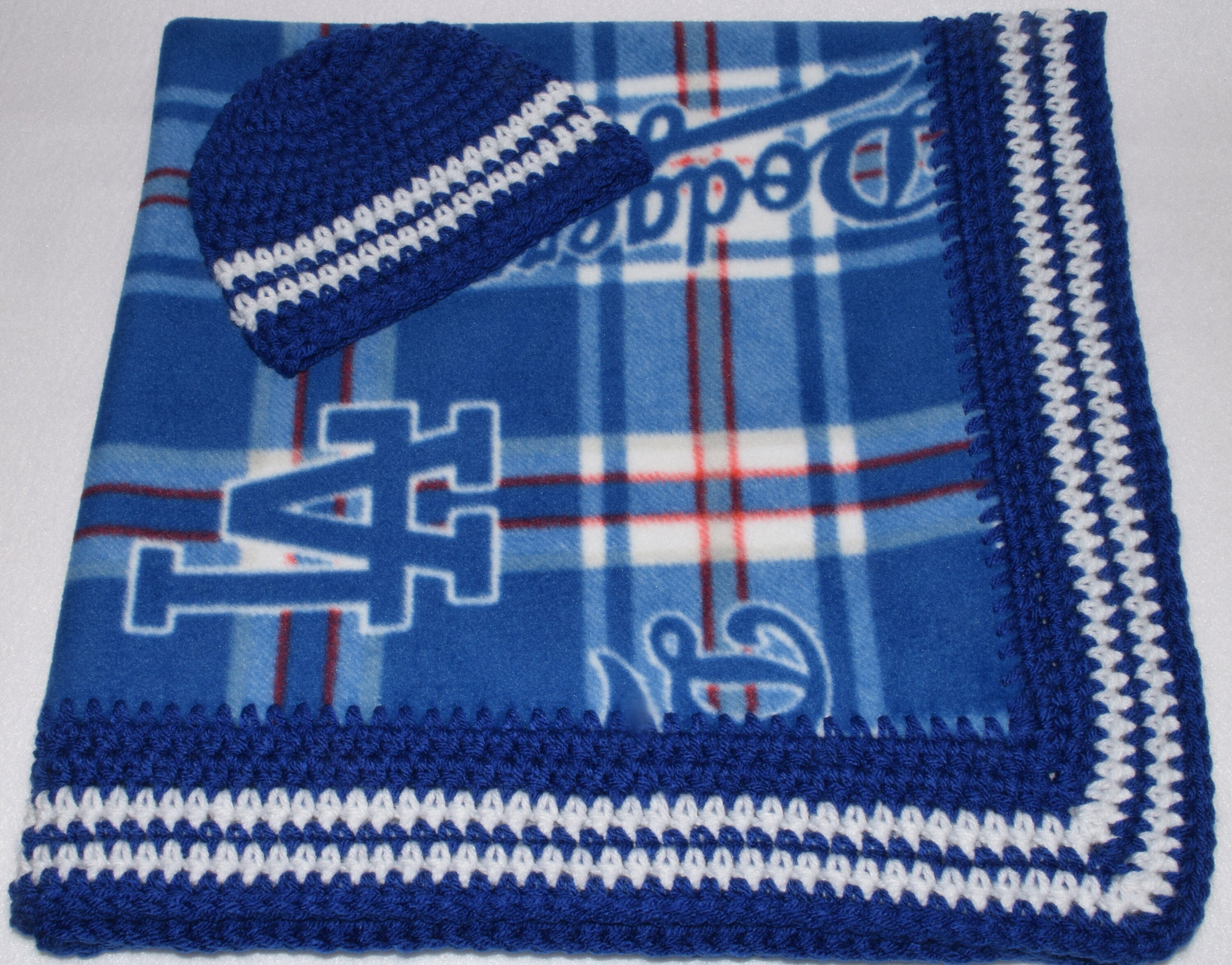LA Dodger Baby Blanket, Los Angeles Dodgers Blanket and Beanie Gift Set