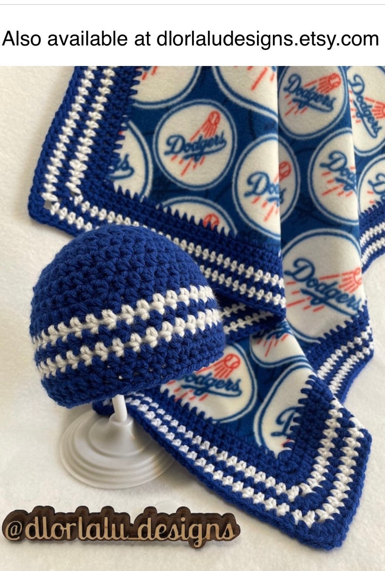 LA Dodger Baby Blanket, Los Angeles Dodgers Blanket and Beanie Gift Set, Dodger Gift for Newborn