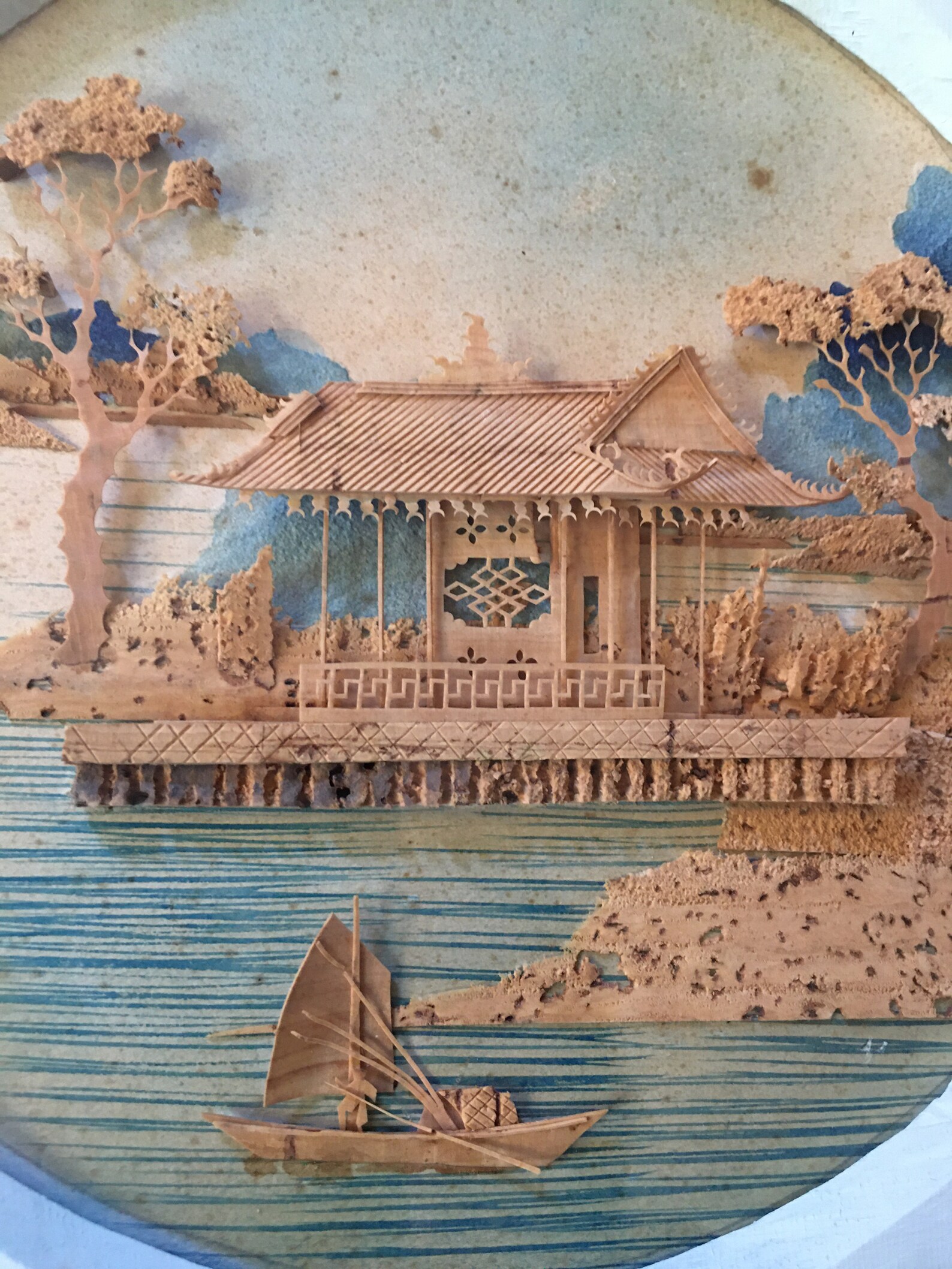 Pair of Vtg. Chinese Cork Art Wall Hangings. Etsy