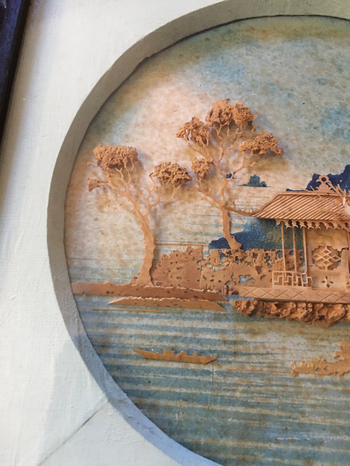 Pair of Vtg. Chinese Cork Art Wall Hangings. Etsy