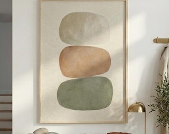 Minimalistischer abstrakter Wand Kunst Druck, Beige Terrakotta Grün (Digitaler Download)