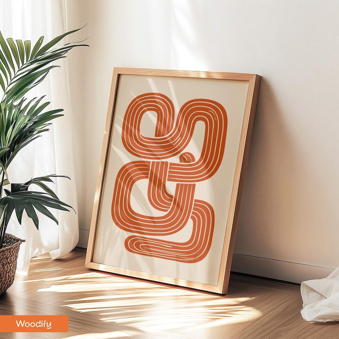 Terracotta Mid Century Modern Wall Art Printable, Abstract Geometric ...