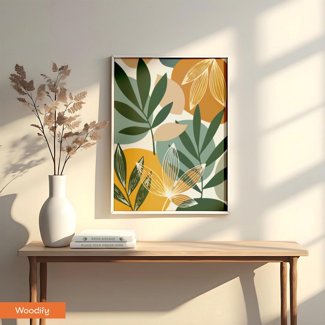 Modern Botanical Wall Art Print, Abstract Colorful Leaves & Flowers ...