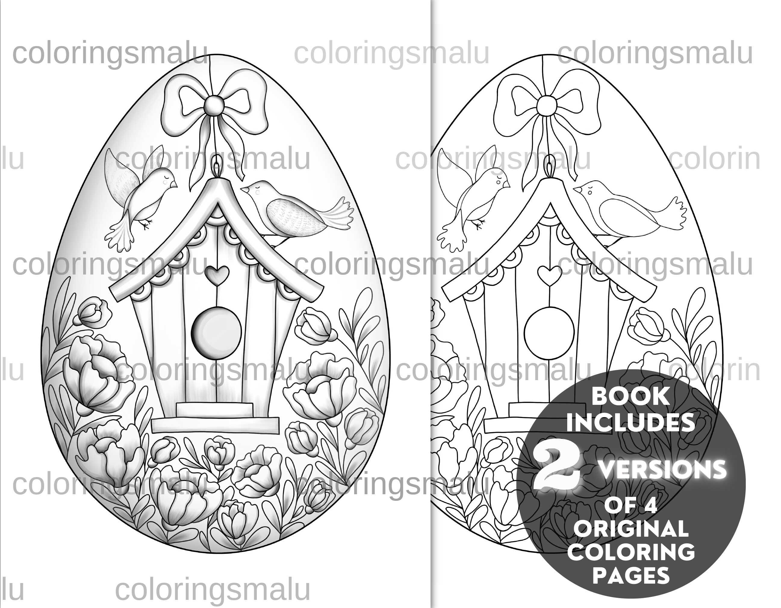 Printable Easter Egg Coloring Book for Adults Grayscale - Etsy