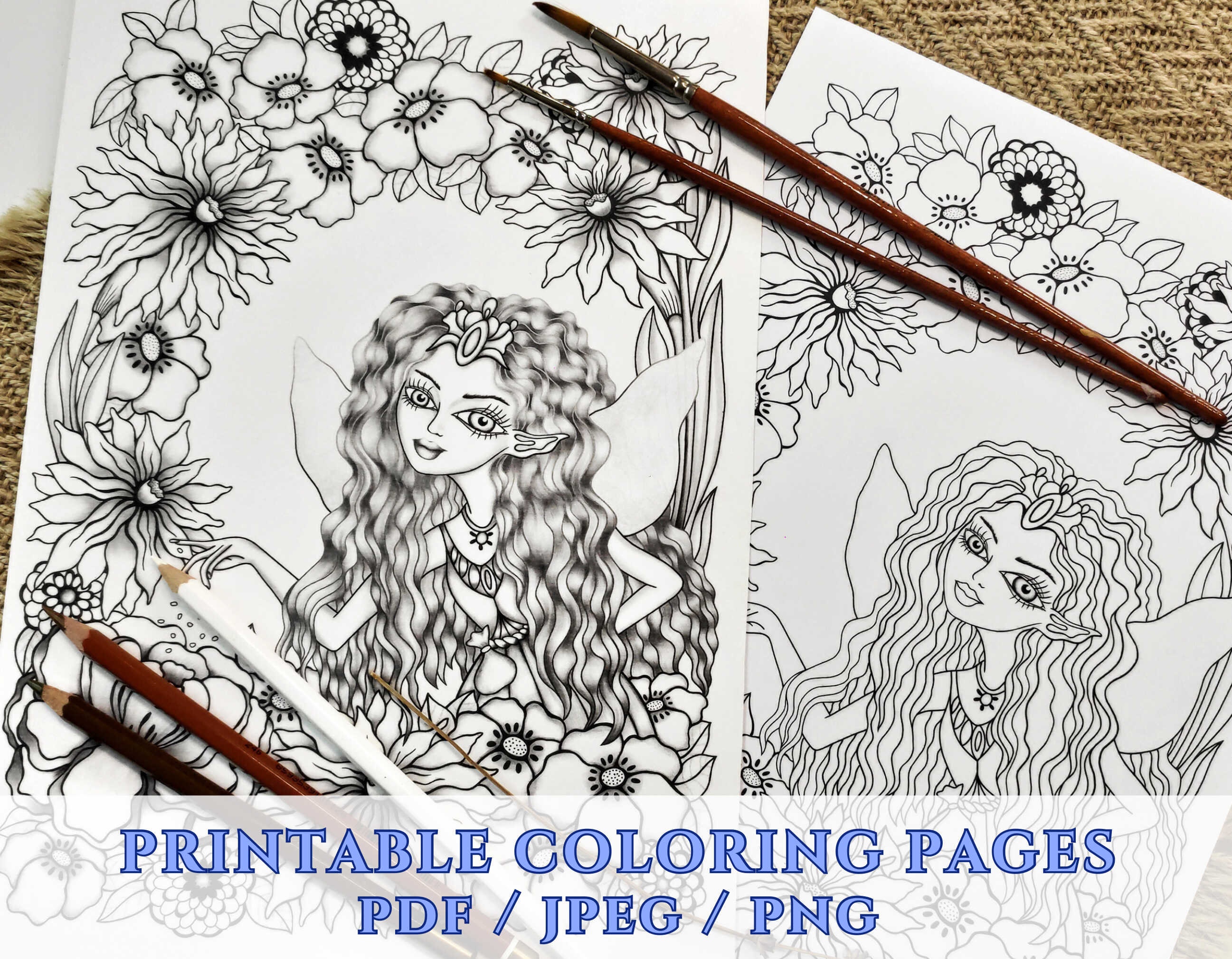 Printable Adult Grayscale Coloring Page Bundle Spring Flower - Etsy