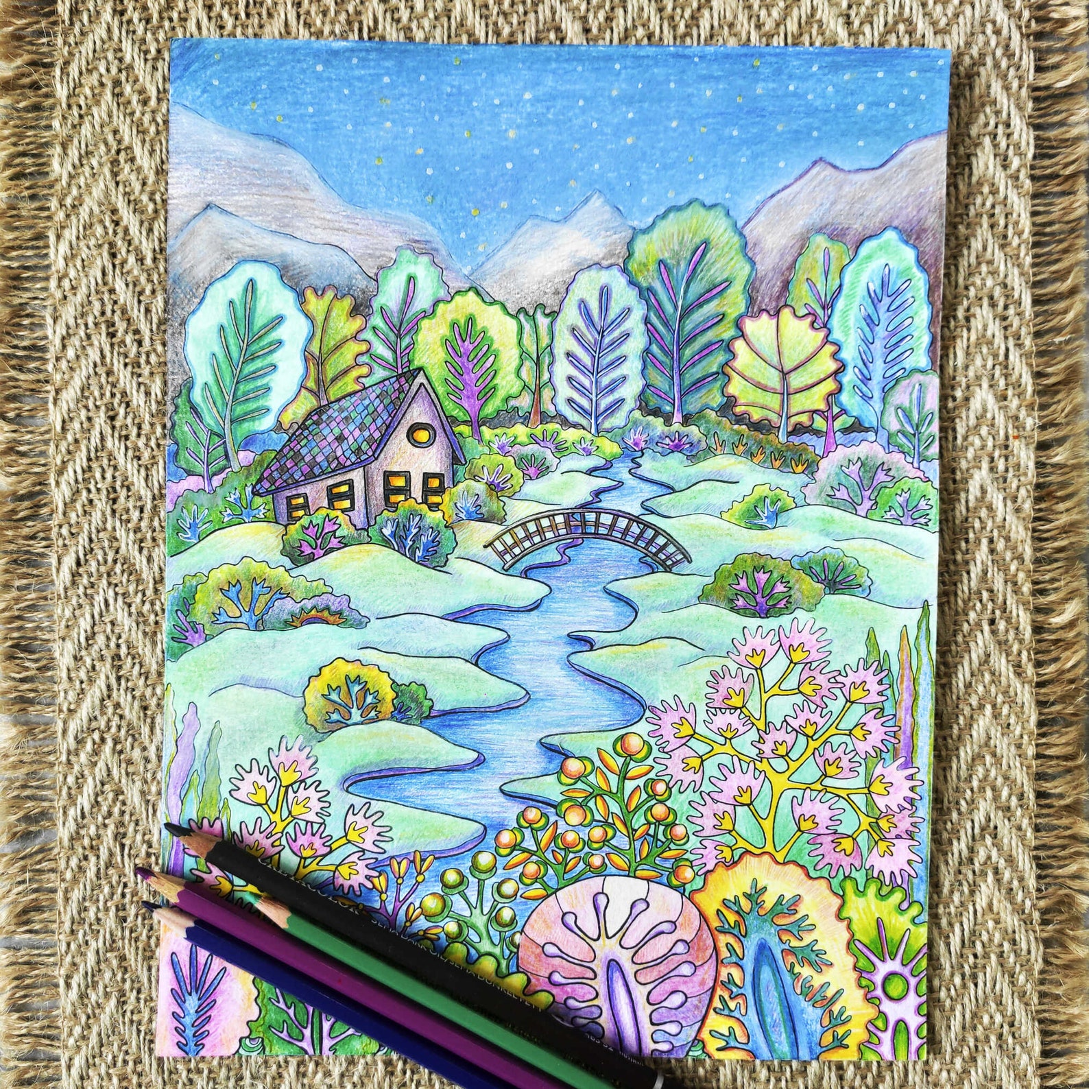 Magic Forest Adult Coloring Page Printable / Magic Holiday - Etsy