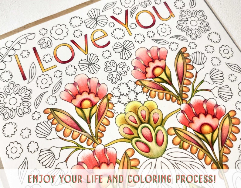 I Love You Adult Coloring Pages Printable / Valentines - Etsy