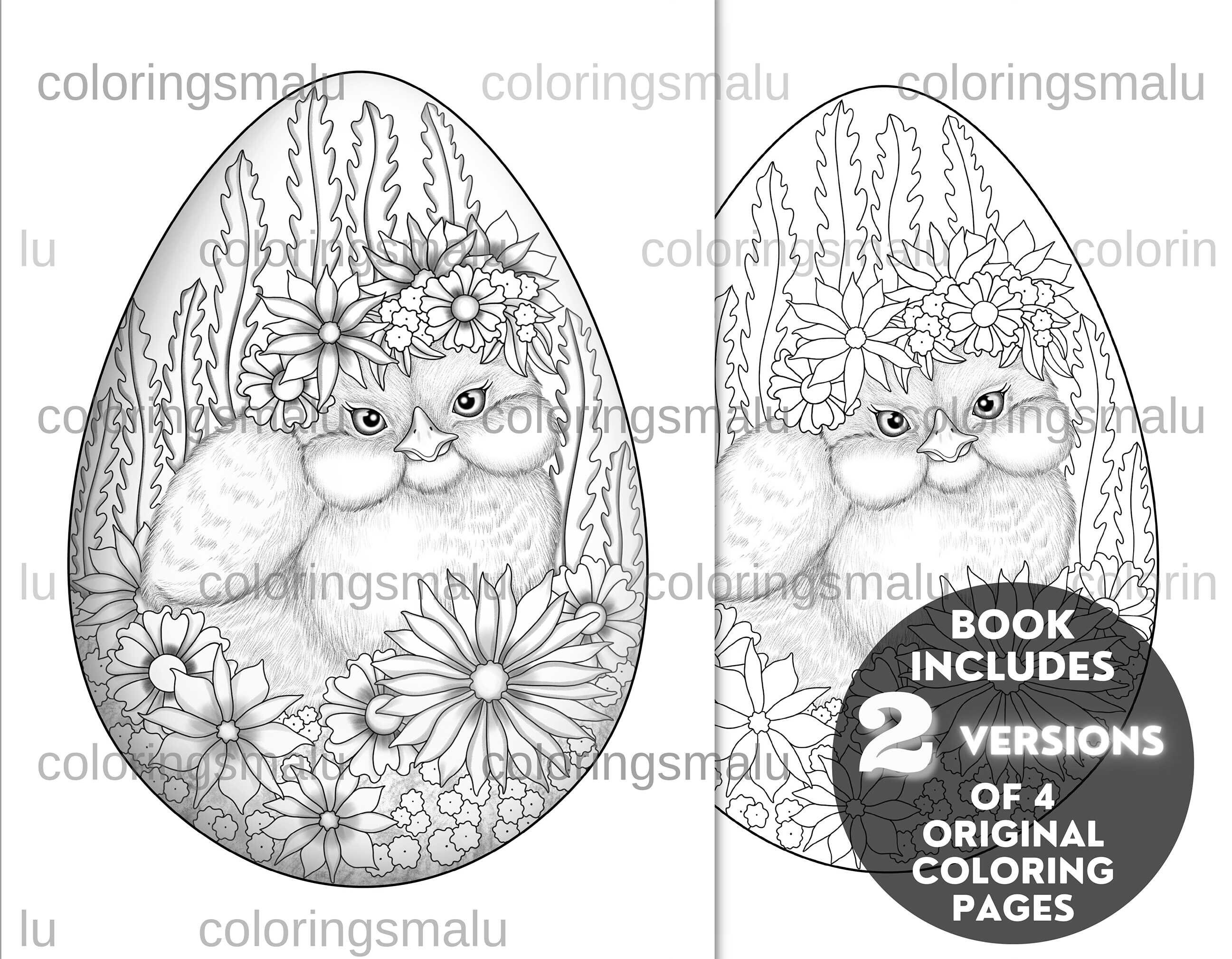 Printable Easter Egg Coloring Book for Adults Grayscale - Etsy