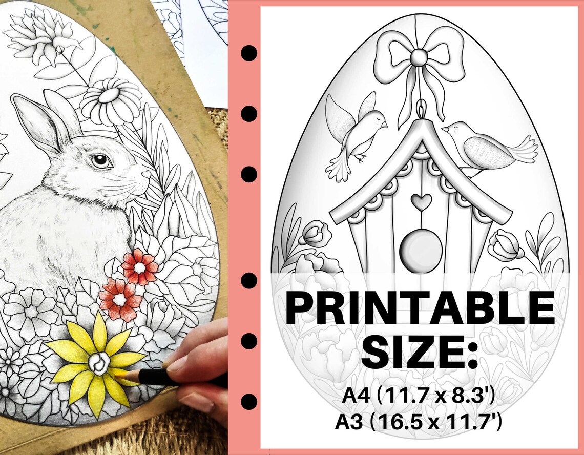 Printable Easter Egg Coloring Book for Adults Grayscale - Etsy