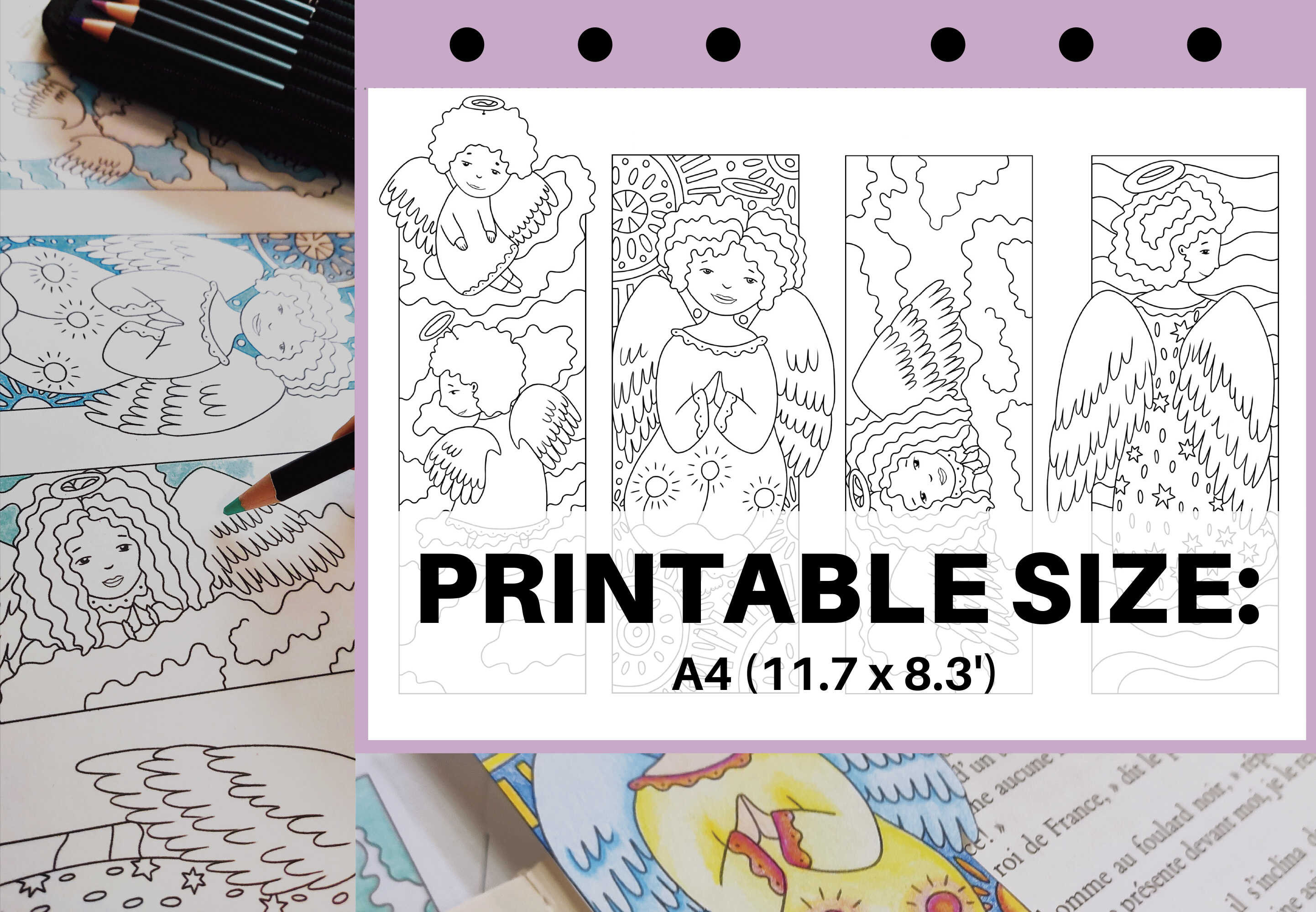 Printable Angel Bookmarks to Color, Cute Angel Coloring Pages for ...