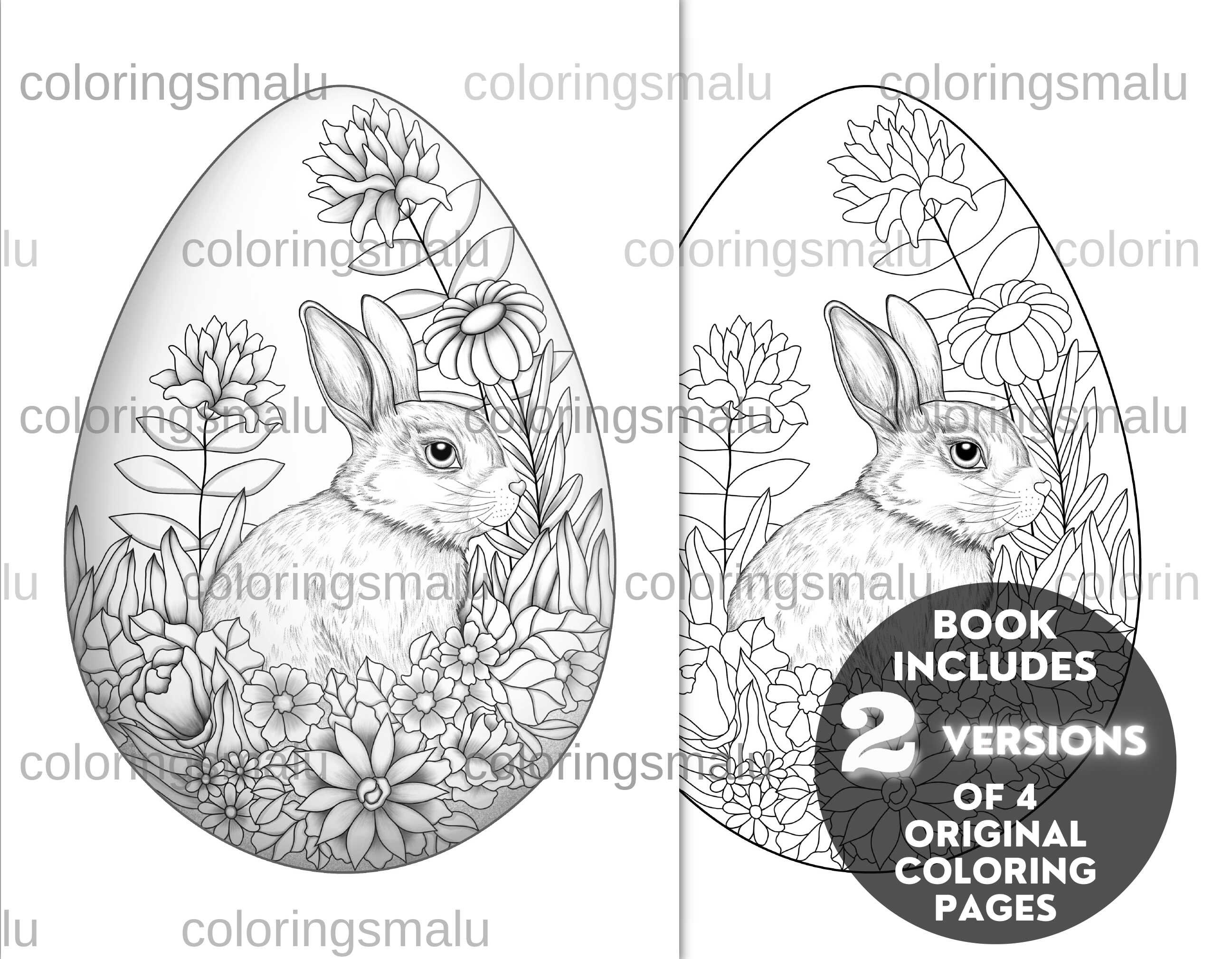 Printable Easter Egg Coloring Book for Adults Grayscale - Etsy