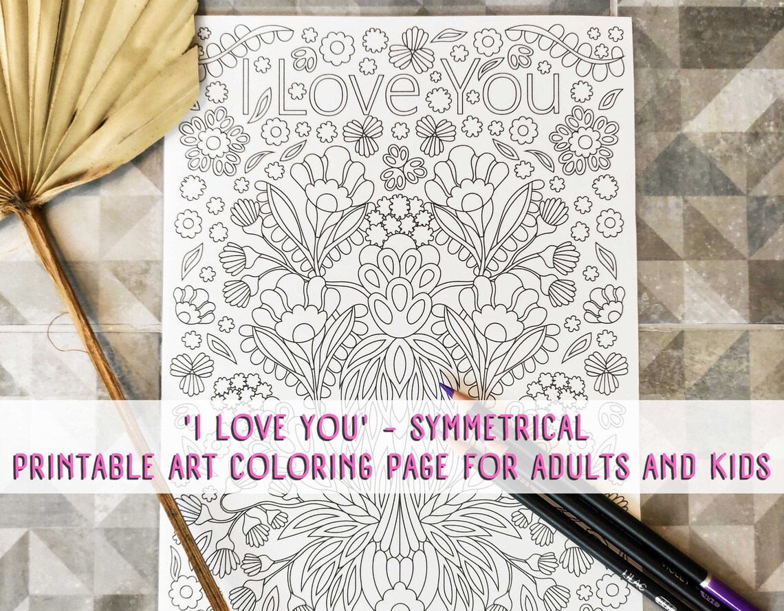 I Love You Adult Coloring Pages Printable / Valentines - Etsy