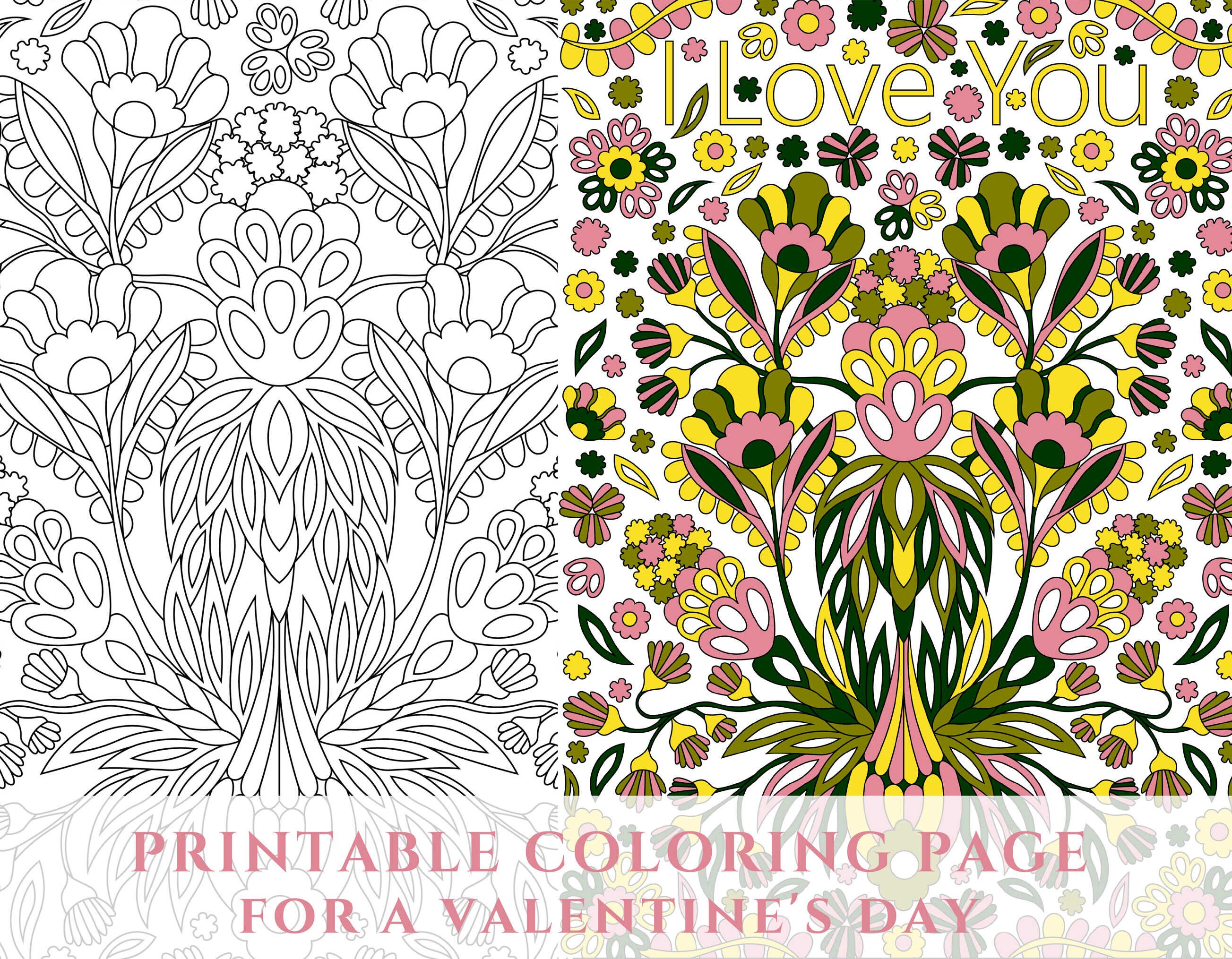 I Love You Adult Coloring Pages Printable / Valentines - Etsy