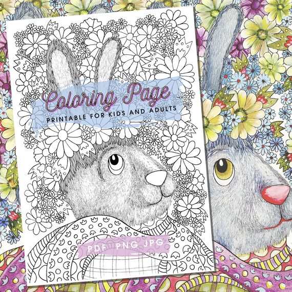 Printable Adult Animal Coloring Page Digital Download Cute - Etsy