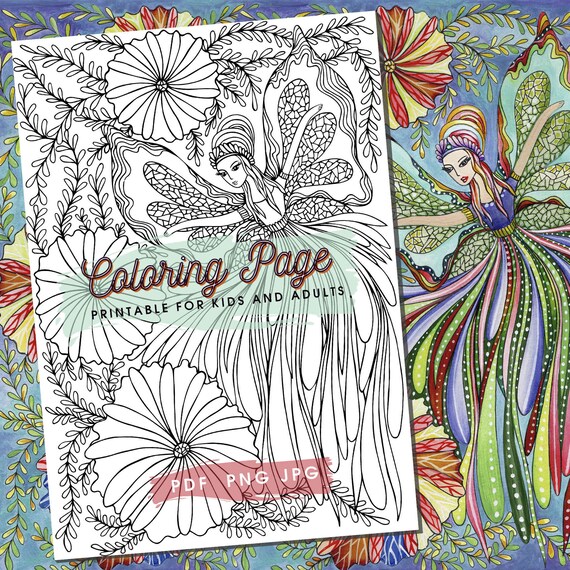 Fairy Coloring Page for Adults Printable Digital Download - Etsy