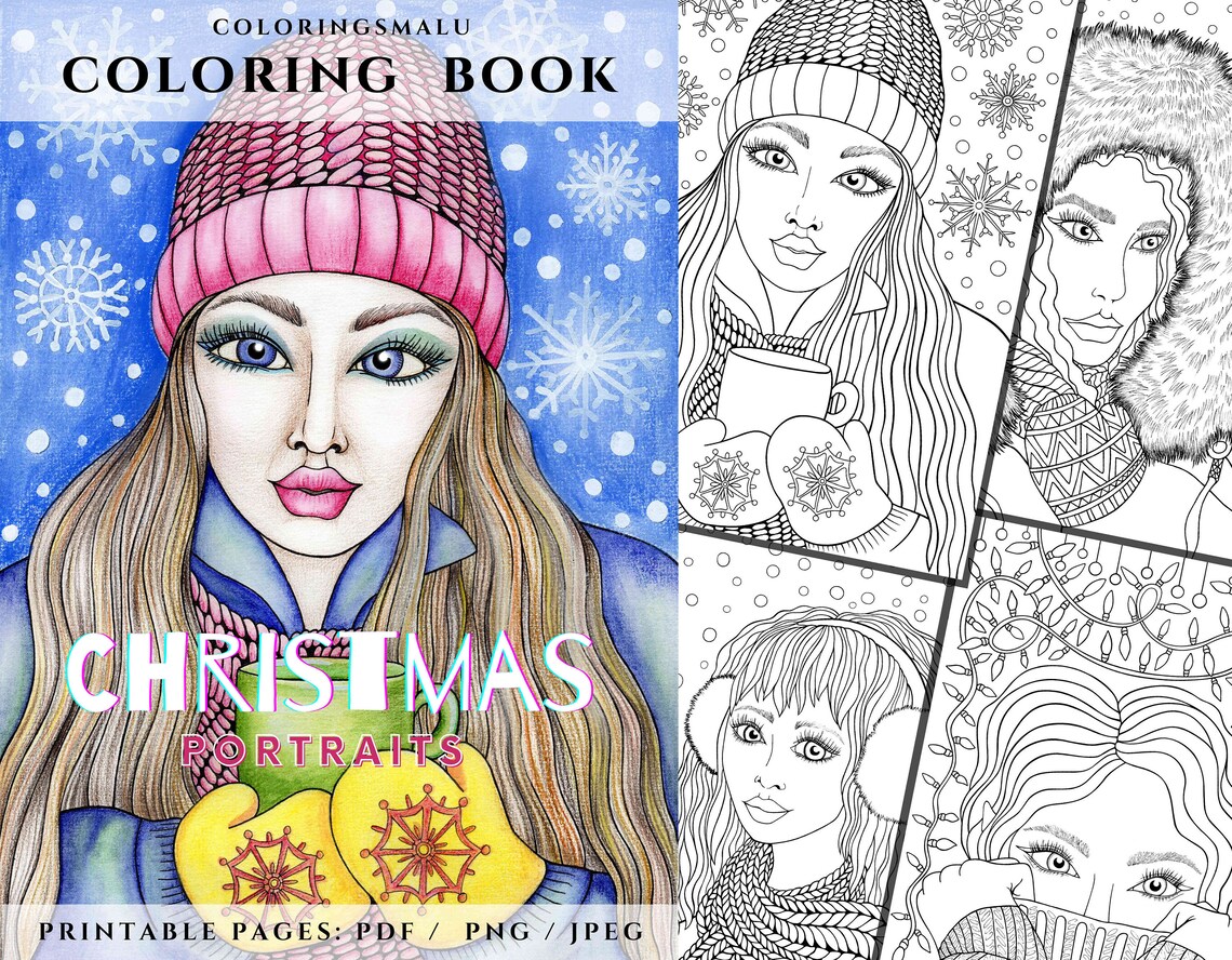 Christmas Adult Coloring Book Printable / Winter Coloring Etsy
