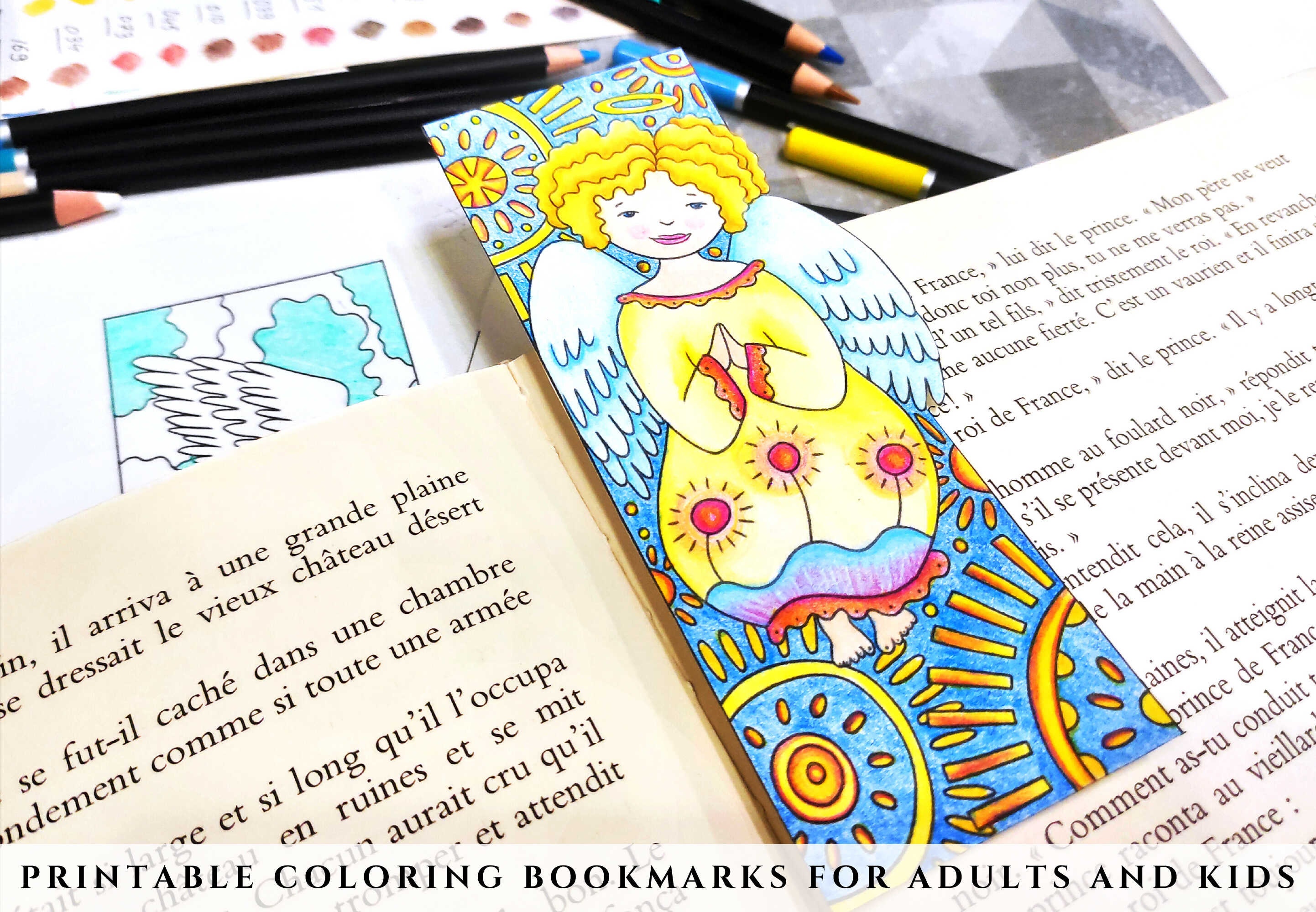 Printable Angel Bookmarks to Color, Cute Angel Coloring Pages for ...