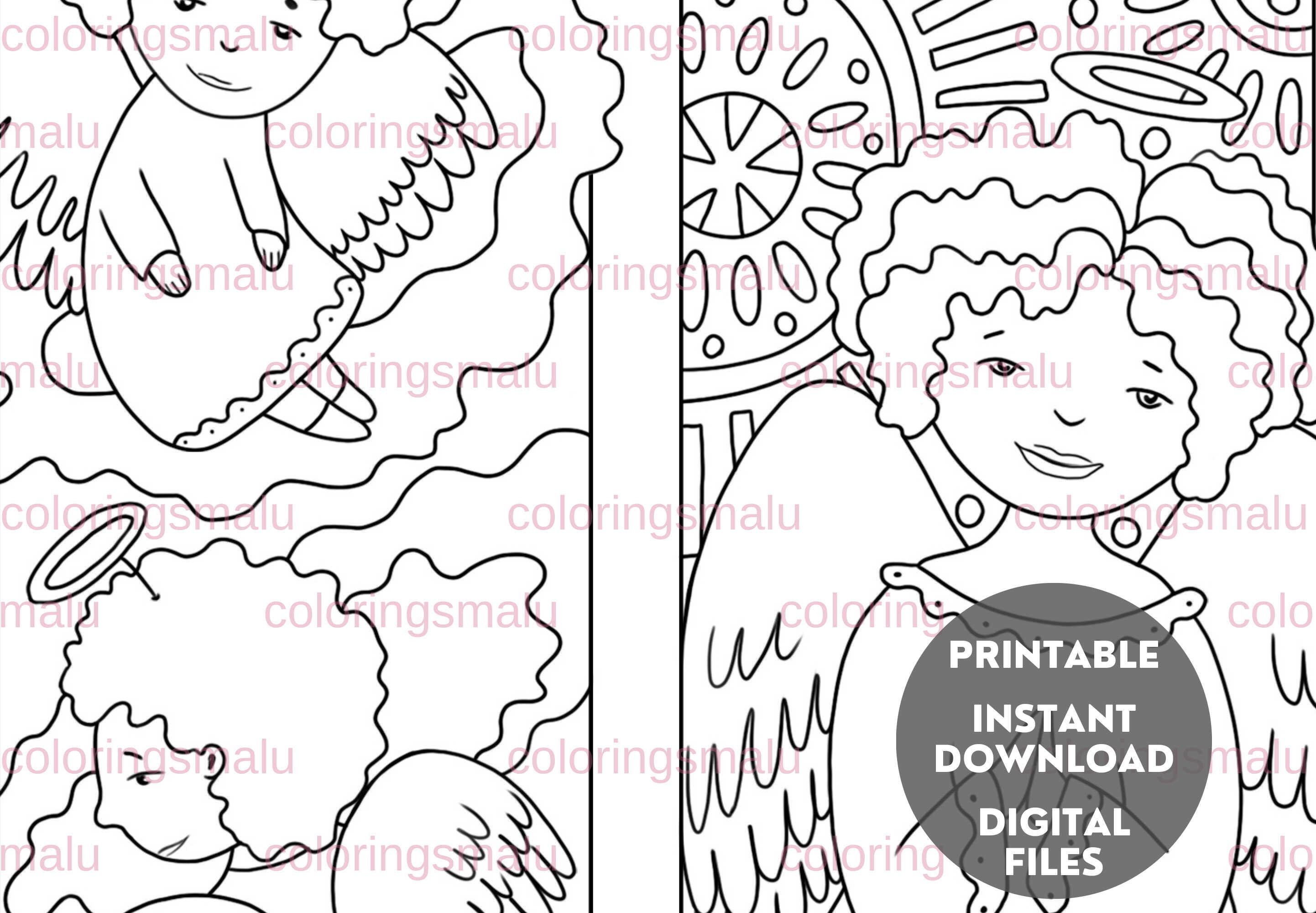 Printable Angel Bookmarks to Color, Cute Angel Coloring Pages for ...