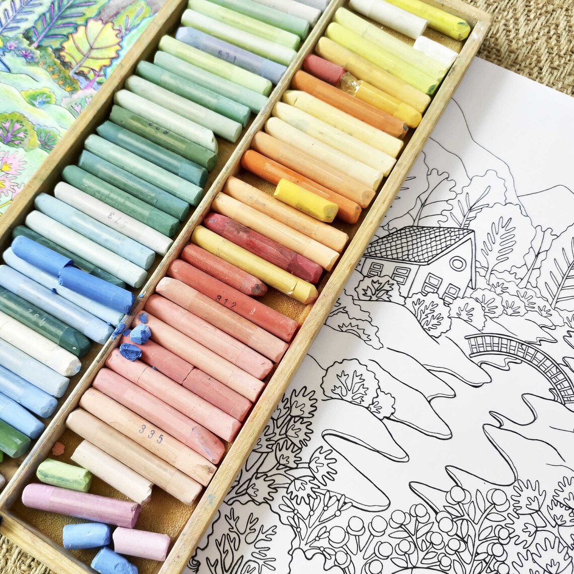 Magic Forest Adult Coloring Page Printable / Magic Holiday - Etsy
