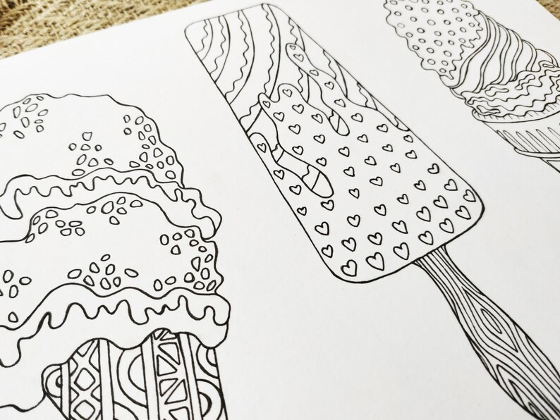Printable Ice Cream Coloring Page for Adults and Kids Cute - Etsy