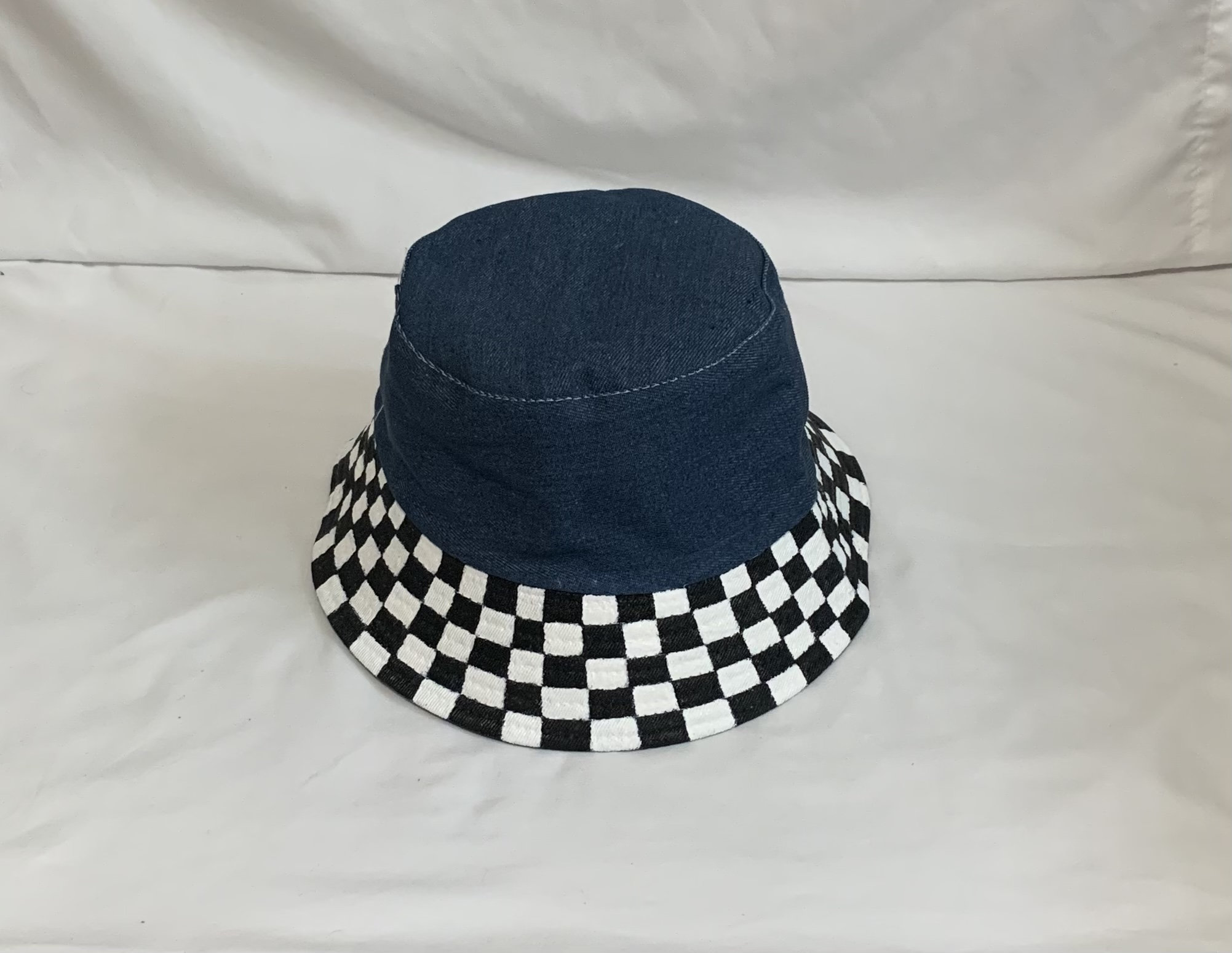 Checkered Jean Bucket Hat Etsy