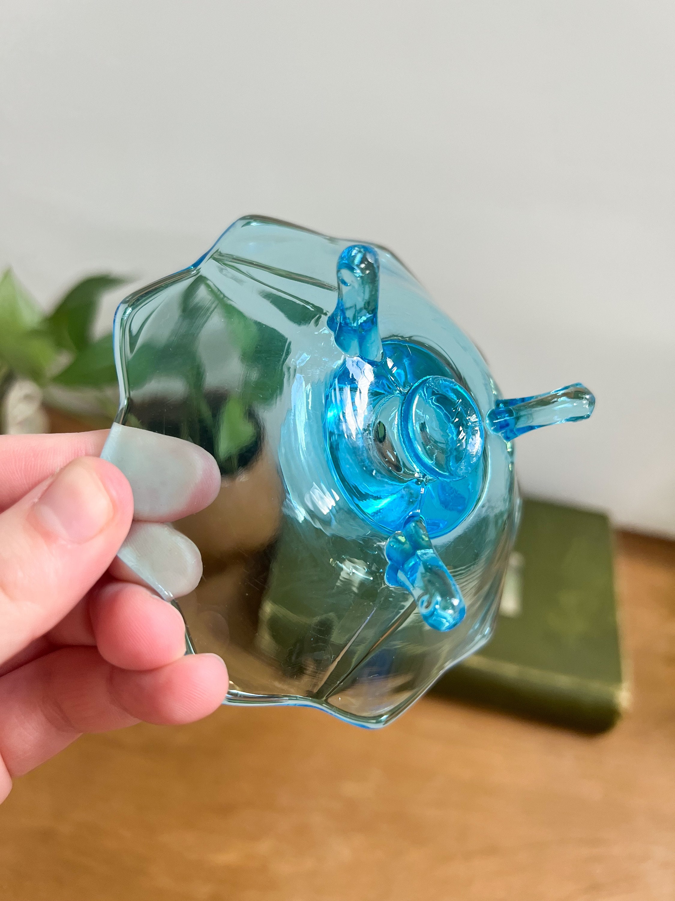 Vintage Fenton Light Blue Glass Candle Holder Mid Century Etsy