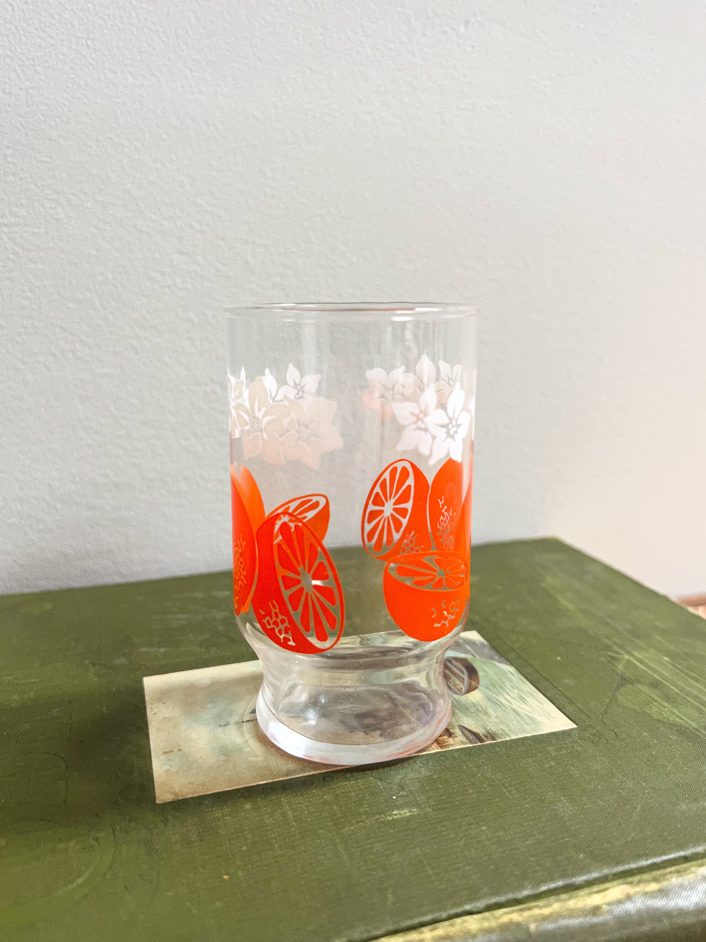 Vintage Libbey Orange Juice Glass Oranges and White Flowers Etsy