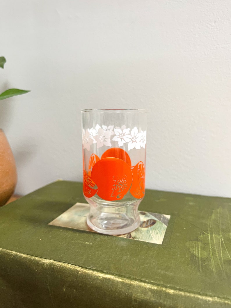 Vintage Libbey Orange Juice Glass Oranges and White Flowers Etsy