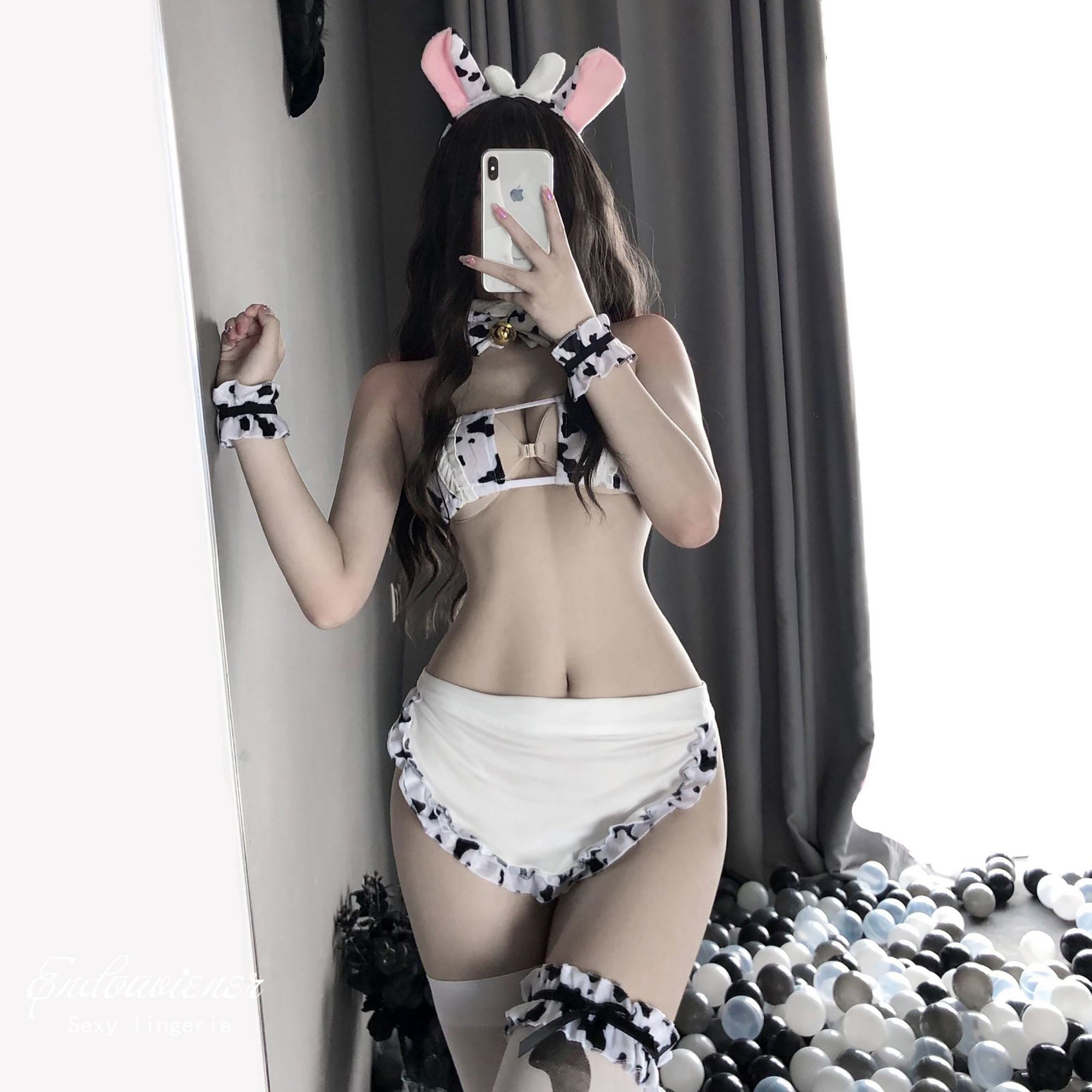 Sexy Kuh Print Cosplay Dessous Maid Outfit Kleid Dessous | Etsy
