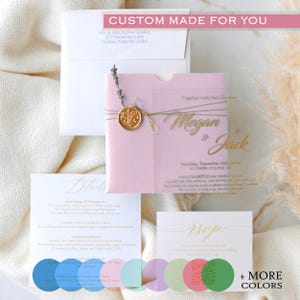 Faire-part de mariage en acrylique avec RSVP (Fard à joues) | Faire-parts transparents personnalisés pour mariages et carte de détails élégante