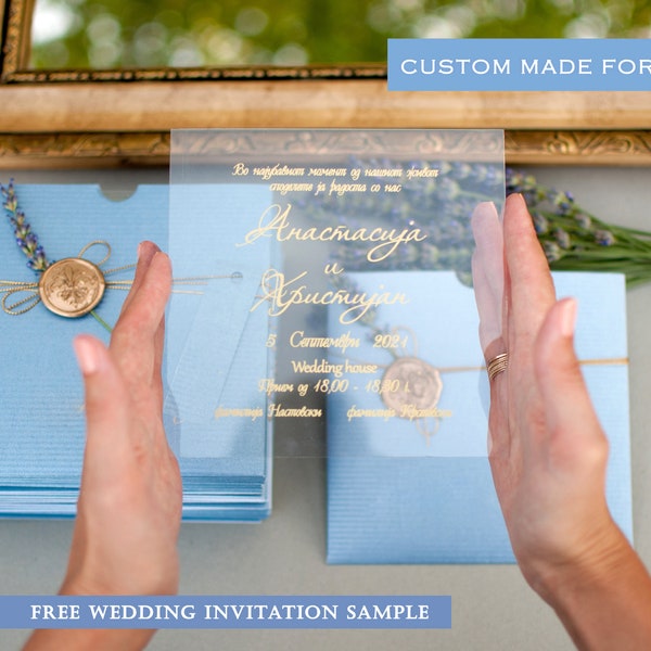 Acrylic invitations with envelope, Acrylic wedding invitation, Custom Clear invitation, Acrylic invitation quinceanera