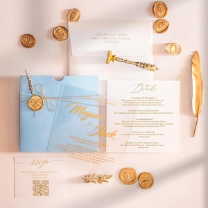 Spiegel-Gold-Acrylhochzeitseinladungen mit Antwortkarten, einzigartige Hochzeit lädt Set ein, Quinceanera-Einladungen, faire Teil-Mariage-Umschläge
