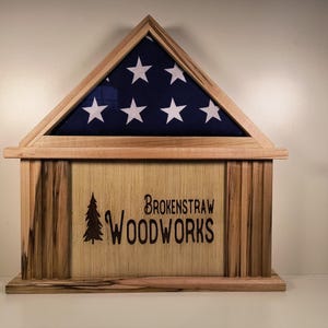 Ambrosia Maple Flag Case with Certificate Holder, and Walnut Splines.