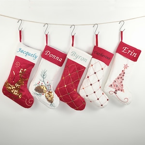 Personalized Christmas stocking With Names - Velvet Custom Embroidered Family Names Christmas stockings - For Fireplace Decoration