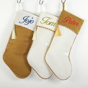Red and Green Velvet Christmas Stockings Personalized Name,Embroidered Family Holiday Xmas Stockings -W/Tassel Pendant Decor Fireplace decor