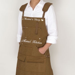 Canvas Tool Apron With Cross Straps - Customizable Personalized Apron For Kids Adult - Gift For Him - Carpentry Painting Work Apron