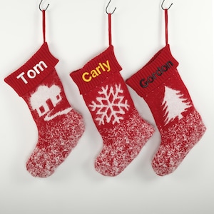 Personalisierter Weihnachtsstrumpf mit Namen - Personalisierter Nadelspitzen-Strumpf - Gestickter Name Weihnachtsstrümpfe - Für Kamin-Dekor