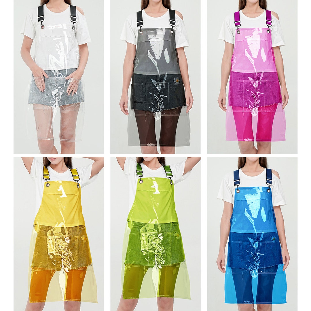 Clear Apron for Hair Stylist, Adjustable Straps With Pockets