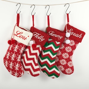 Personalized Needlepoint Stocking,Personalized Embroidered Name Stocking,With fur ball Decor Family Christmas stockings -For Fireplace Decor