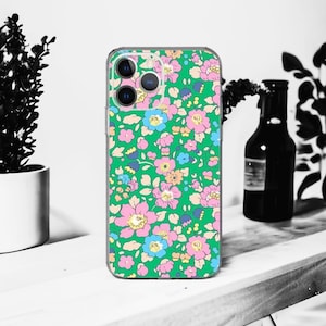 Coque souple Liberty Betsy Meadow V pour iPhone 16, 15, 14, 13, 12, 11, X, XR, SE, 8, 7,