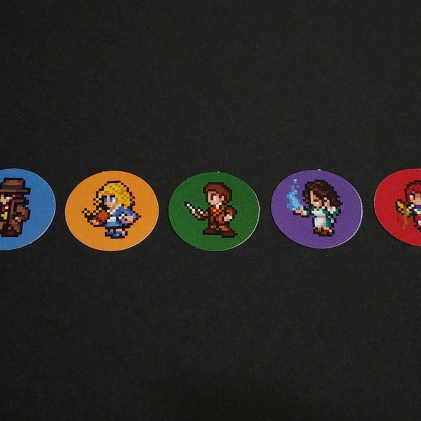 Arkham Fantasy - Round Stickers - 16-bit pixel fanart of The Investigators of Arkham Horror: the Card Game