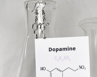 Dopamine Molecule Earrings: Surgical Steel, Science Gift