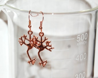 Roségouden neuron-oorbellen: wetenschapssieradencadeau
