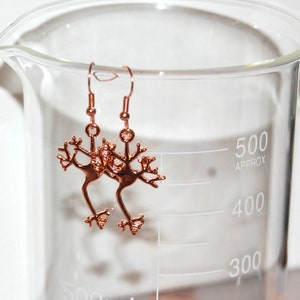 Rose Gold Neuron Earrings, Gifts for Scientists, Monogram Neuroscience Jewelry, Custom Science Earrings, Nerdy Gifts