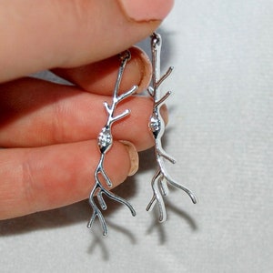 Silver Spindle Neuron Earrings, Von Economo Neuron Earrings, Gifts for Scientists, Monogram Neuroscience Jewelry, Nerdy Gifts