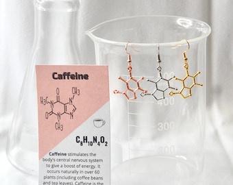 Caffeine Molecule Earrings: Surgical Steel, Science Gift