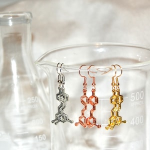 Resveratrol Molecule Earrings: Science Jewelry, Surgical Steel Hooks