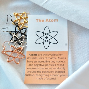 Hypoallergenic Chemistry Atom Earrings, Rose Gold, Silver, Gold, and Black Earrings for Sensitive Ears