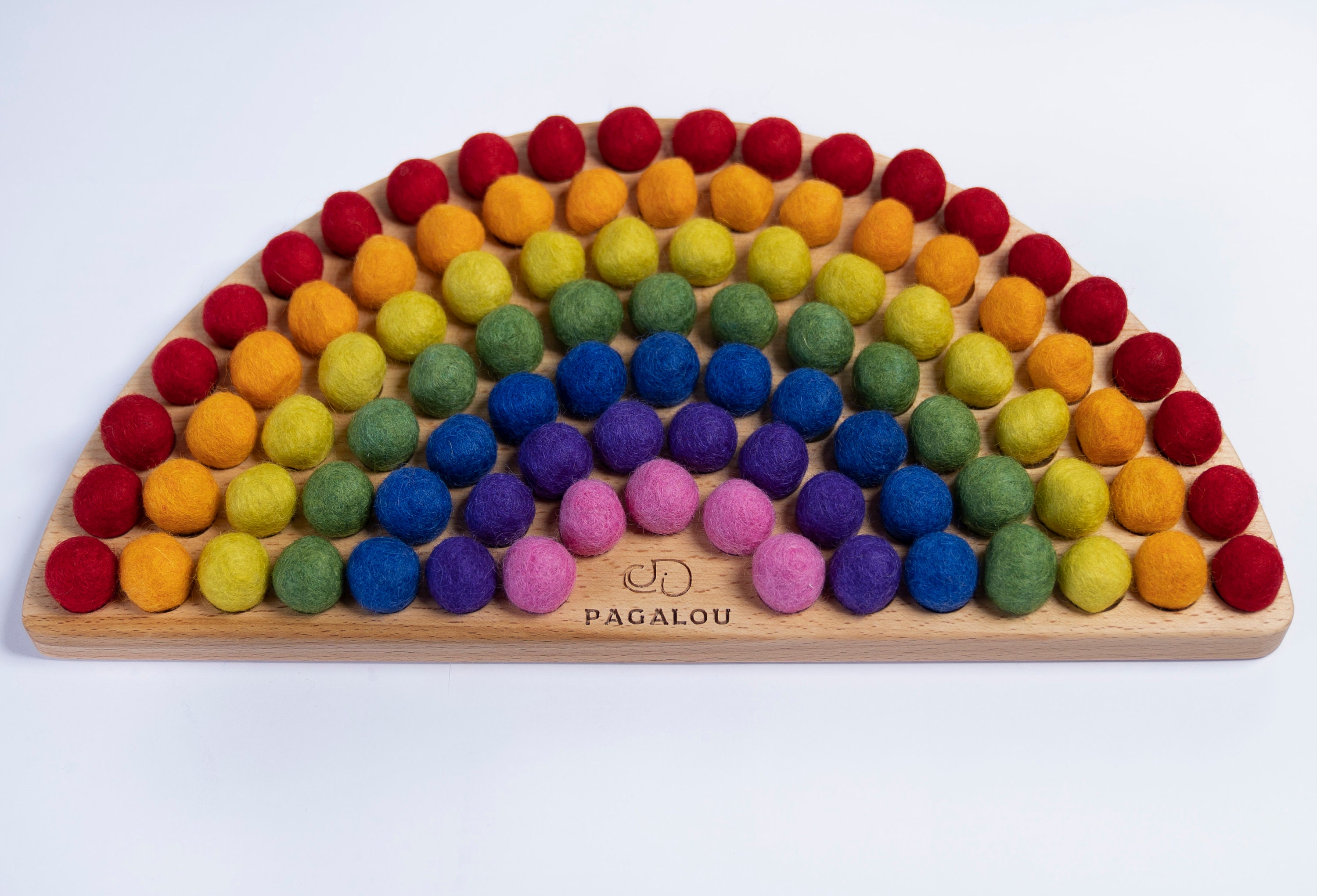 Extra set of 94 pieces wool felt balls for the montessori Rainbow toy