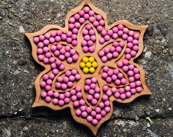 Water Lilly tray for sensory tray. Wooden Montessori toy for open ended play